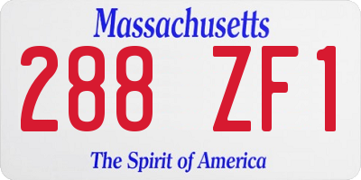 MA license plate 288ZF1
