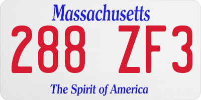 MA license plate 288ZF3