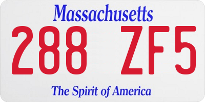 MA license plate 288ZF5