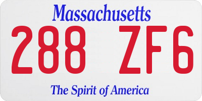 MA license plate 288ZF6
