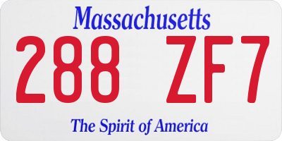 MA license plate 288ZF7