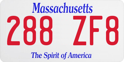 MA license plate 288ZF8