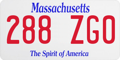 MA license plate 288ZG0