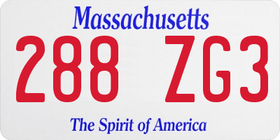 MA license plate 288ZG3