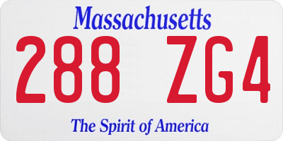 MA license plate 288ZG4