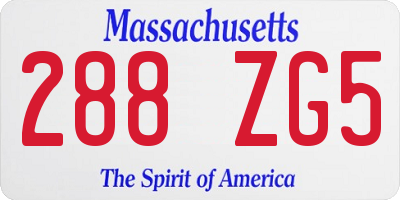 MA license plate 288ZG5