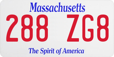 MA license plate 288ZG8