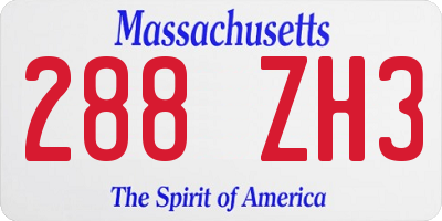 MA license plate 288ZH3