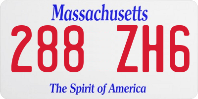 MA license plate 288ZH6