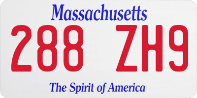 MA license plate 288ZH9