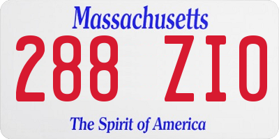 MA license plate 288ZI0