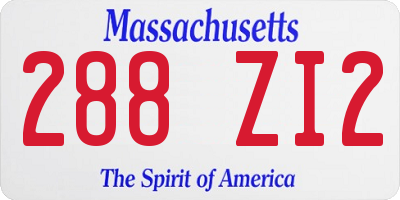 MA license plate 288ZI2