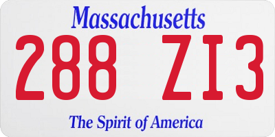 MA license plate 288ZI3
