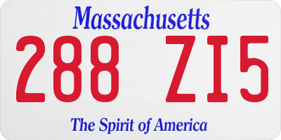 MA license plate 288ZI5
