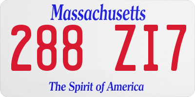 MA license plate 288ZI7