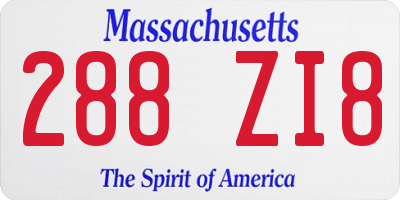 MA license plate 288ZI8