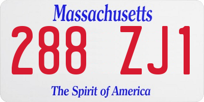 MA license plate 288ZJ1