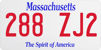 MA license plate 288ZJ2