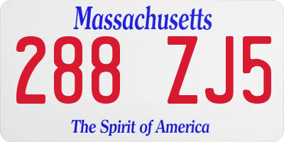 MA license plate 288ZJ5