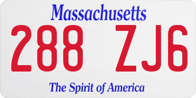 MA license plate 288ZJ6