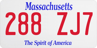 MA license plate 288ZJ7
