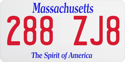 MA license plate 288ZJ8
