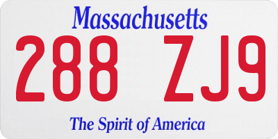 MA license plate 288ZJ9