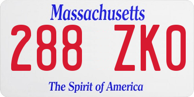 MA license plate 288ZK0