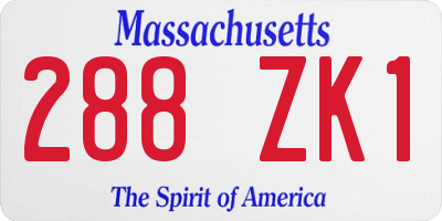 MA license plate 288ZK1