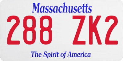 MA license plate 288ZK2