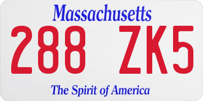 MA license plate 288ZK5