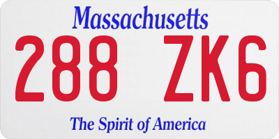 MA license plate 288ZK6