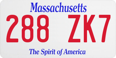 MA license plate 288ZK7
