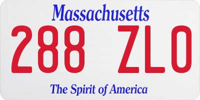MA license plate 288ZL0