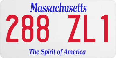 MA license plate 288ZL1