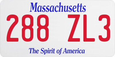 MA license plate 288ZL3