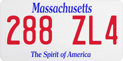 MA license plate 288ZL4