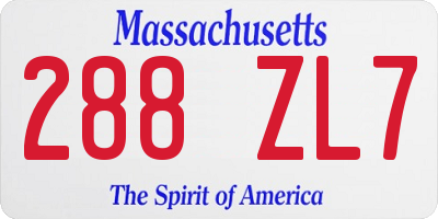 MA license plate 288ZL7