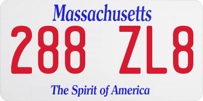 MA license plate 288ZL8