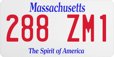MA license plate 288ZM1
