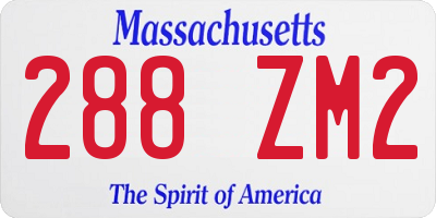MA license plate 288ZM2