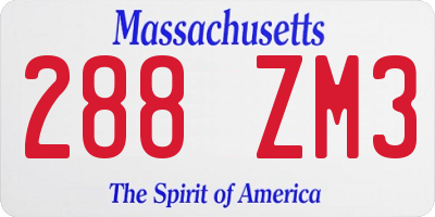 MA license plate 288ZM3