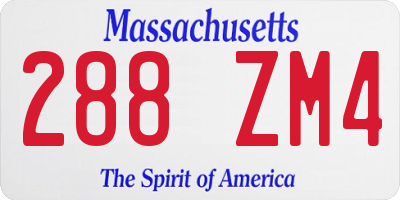 MA license plate 288ZM4