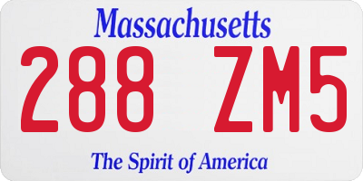 MA license plate 288ZM5
