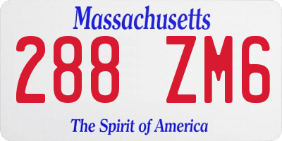 MA license plate 288ZM6