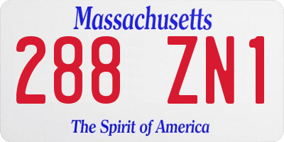 MA license plate 288ZN1