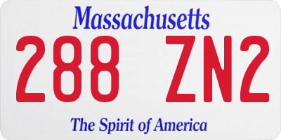 MA license plate 288ZN2