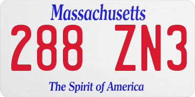 MA license plate 288ZN3