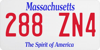 MA license plate 288ZN4