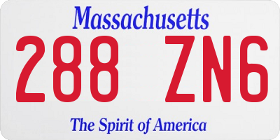 MA license plate 288ZN6